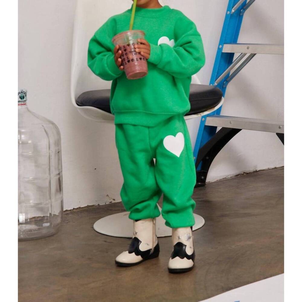 NEW SPRWMN kids heart sweatpants in green
